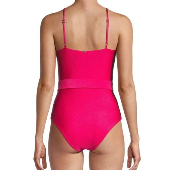 PatBO 'Starfish' Belted One-Piece Swimsuit, Cerise Pink - Picture 3 of 4